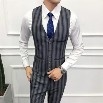 Fashion Men Vest Two-piece Set Black Gray Slim Comfortable Elegant Men's Striped Suit Vest and Pants
Fashion Men Vest Two-piece Set Black Gray Slim Comfortable Elegant Men's Striped Suit Vest and Pants
