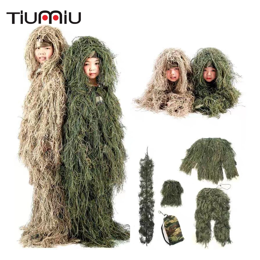 Children Adult Sniper Jungle Combat Ghillie Clothes Outdoor Camping Hunting Training CS Shooting Stealth Tactical Ghillie Suits
Children Adult Sniper Jungle Combat Ghillie Clothes Outdoor Camping Hunting Training CS Shooting Stealth Tactical Ghillie Suits