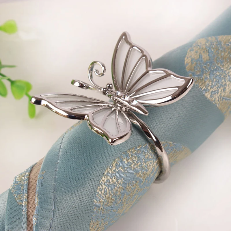 Shiny Silver Gold Plating Seashell with Clear Rhinestones Jeweled Butterfly Design Metal Alloy Napkin Rings Set of 6 Pieces
Shiny Silver Gold Plating Seashell with Clear Rhinestones Jeweled Butterfly Design Metal Alloy Napkin Rings Set of 6 Pieces