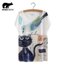Cat Animal Printed T Shirt Women Tops 2017 Summer Camisetas Mujer Women’s T-shirt Femme plus size Casual Tees Shirts