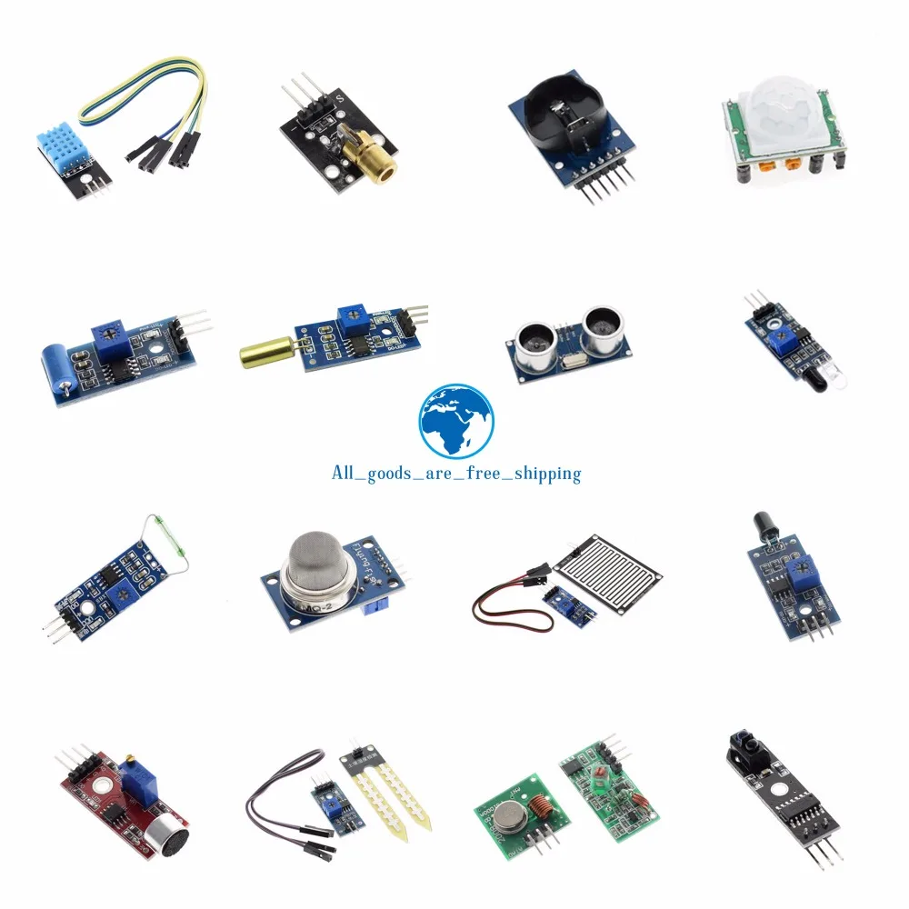 TZT 16pcs/lot Raspberry pi 2 3 the sensor module package 16 kinds of sensor for arduino kit
TZT 16pcs/lot Raspberry pi 2 3 the sensor module package 16 kinds of sensor for arduino kit