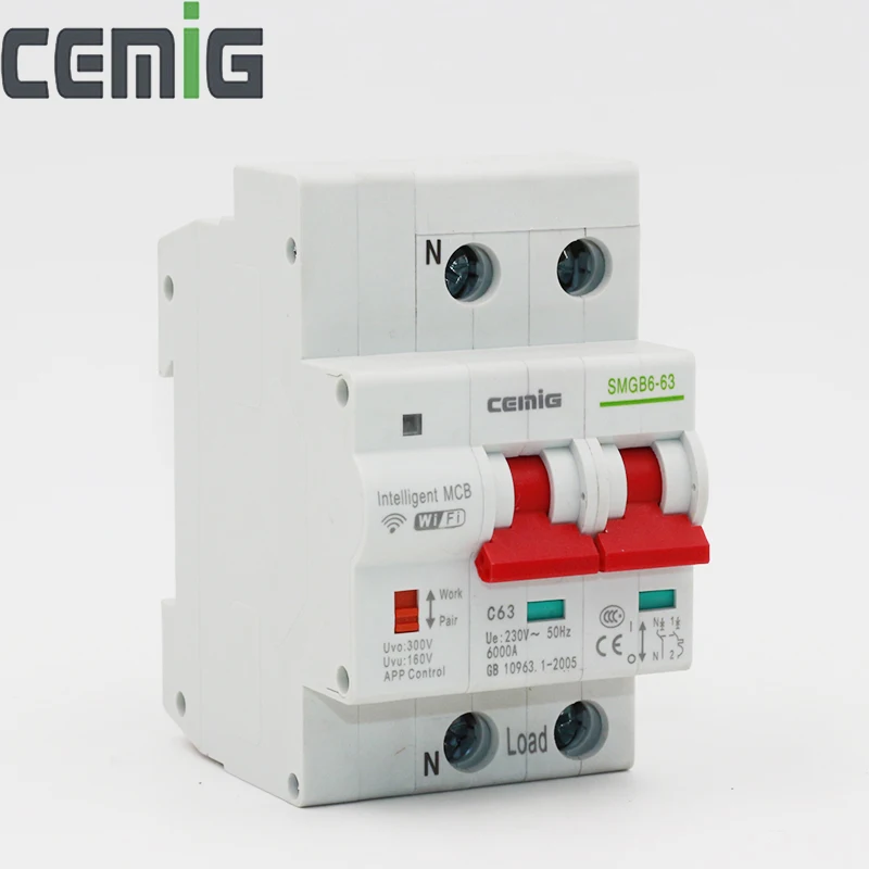 Smart WiFi Circuit Breaker MCB Automatic Switch With Google Nest Amazon Echo and App Remotely Control Cemig SMGB6-63 2P 63A
Smart WiFi Circuit Breaker MCB Automatic Switch With Google Nest Amazon Echo and App Remotely Control Cemig SMGB6-63 2P 63A