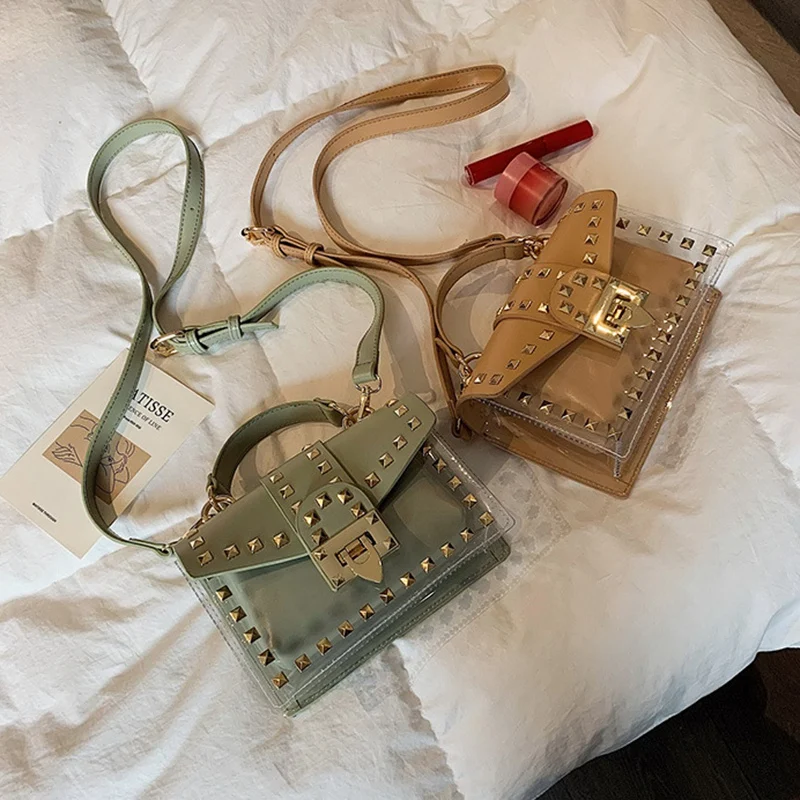 AUAU-Women Messenger Bags PU+PVC Transparent Jelly Bag Summer Girl Fashion Rivet Chains Beach Shoulder Bag Flap
AUAU-Women Messenger Bags PU+PVC Transparent Jelly Bag Summer Girl Fashion Rivet Chains Beach Shoulder Bag Flap