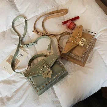 AUAU-Women Messenger Bags PU+PVC Transparent Jelly Bag Summer Girl Fashion Rivet Chains Beach Shoulder Bag Flap
AUAU-Women Messenger Bags PU+PVC Transparent Jelly Bag Summer Girl Fashion Rivet Chains Beach Shoulder Bag Flap