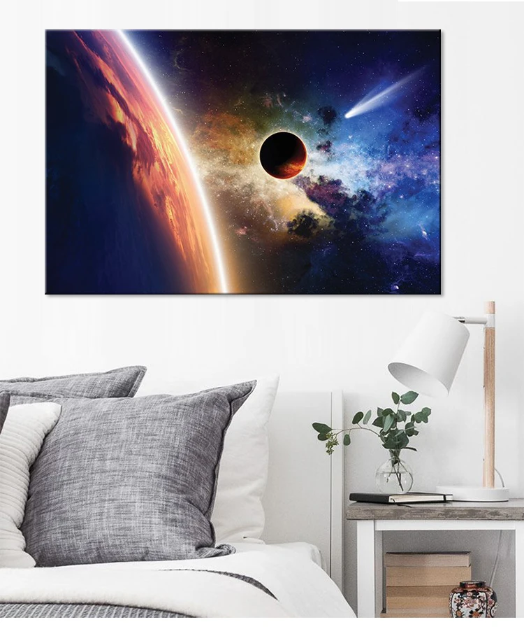 Canvas Painting HD Print 1 Piece Planet Earth Cosmic Space Light Poster Living Room Home Wall Art Decoration Modular Picture