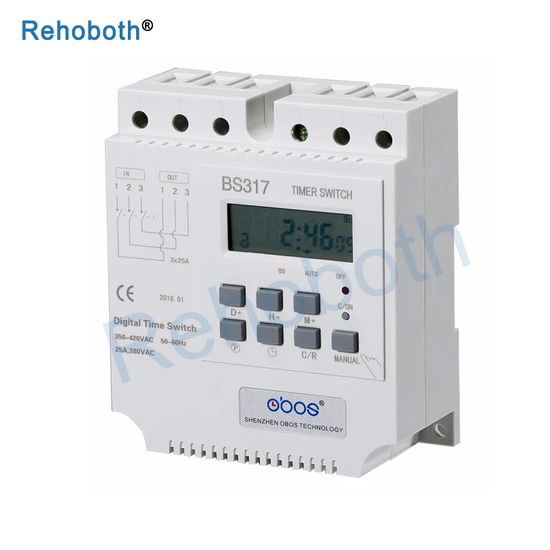 380V Weekly 7 Days Programmable Digital Timer Switch Din Rail Mount Time Controlled Switching for Electric Appliance Relay KG317
380V Weekly 7 Days Programmable Digital Timer Switch Din Rail Mount Time Controlled Switching for Electric Appliance Relay KG317