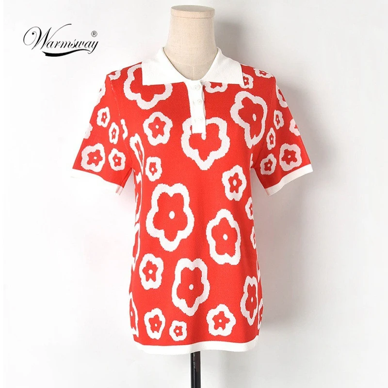 Runway Design Knitted tshirt 2019 Turn-down Collar Short Sleeve T-shirts Women Flower Jacquard Top Sweet Summer T-shirt B-168
Runway Design Knitted tshirt 2019 Turn-down Collar Short Sleeve T-shirts Women Flower Jacquard Top Sweet Summer T-shirt B-168