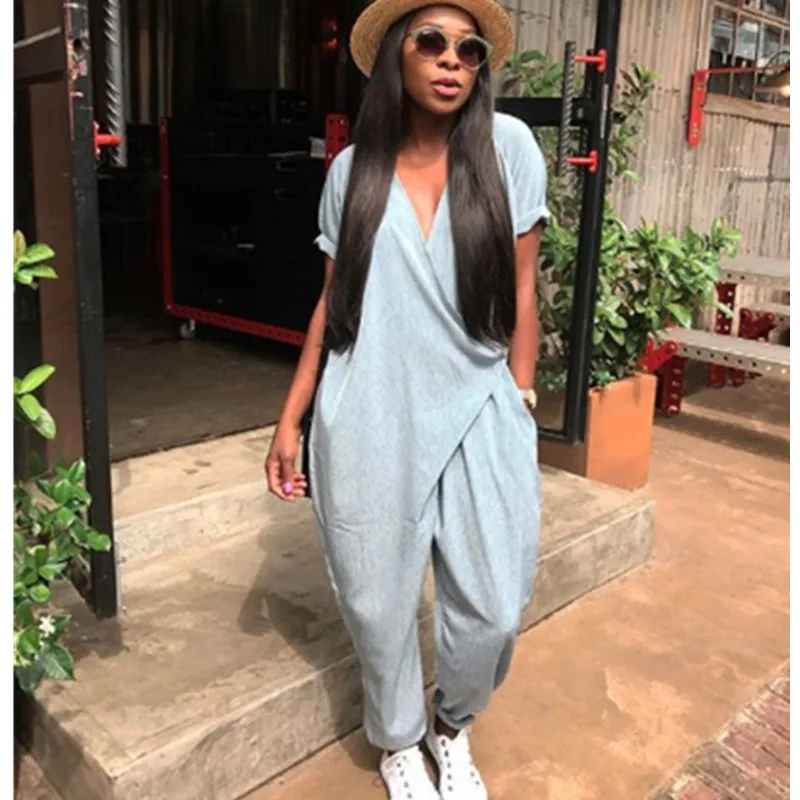 Fashion Hip Hop Style Women Jumpsuit Large Size Casual Loose Solid Short Sleeve Harem Pants Streetwear Overalls S-XL 
Fashion Hip Hop Style Women Jumpsuit Large Size Casual Loose Solid Short Sleeve Harem Pants Streetwear Overalls S-XL