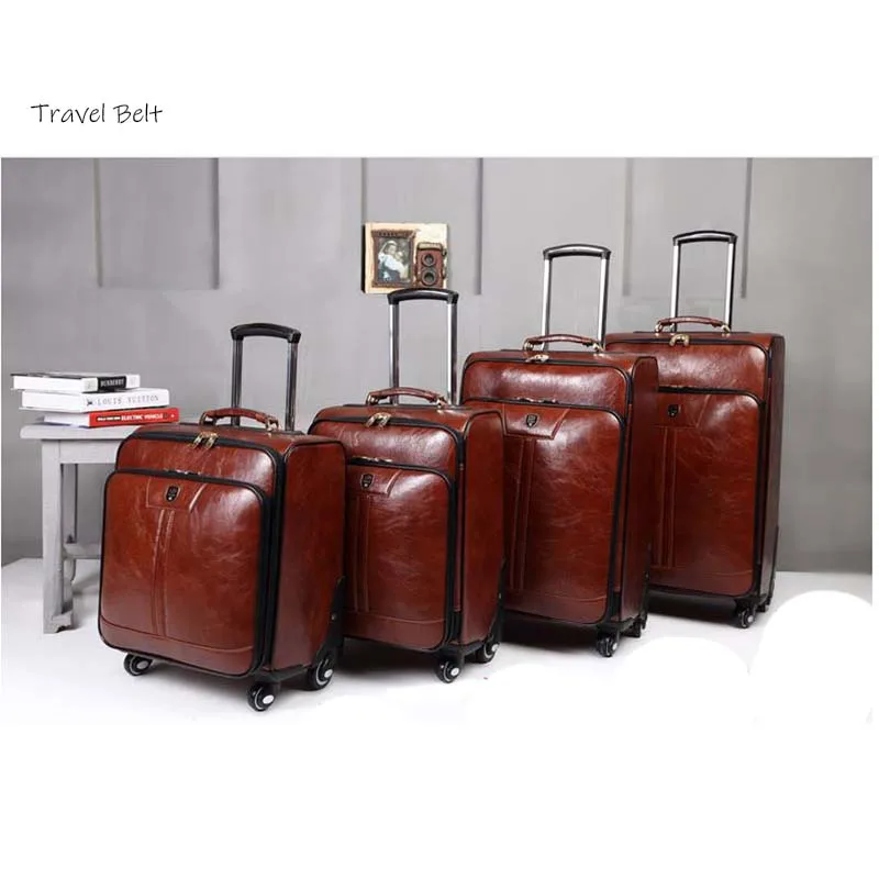 Travel Belt Women Retro PU Leather 16/20/24 inch Rolling Luggage Spinner Men Business Suitcase Wheels Carry On Travel Bags
Travel Belt Women Retro PU Leather 16/20/24 inch Rolling Luggage Spinner Men Business Suitcase Wheels Carry On Travel Bags