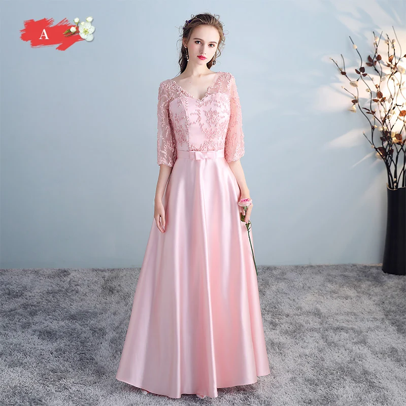 Mingli Tengda Pink Vintage V Neck Satin Bridesmaid Dresses 2018 Lace 1/2 Sleeves Lace Up Wedding Party Dresses vestido madrinha
Mingli Tengda Pink Vintage V Neck Satin Bridesmaid Dresses 2018 Lace 1/2 Sleeves Lace Up Wedding Party Dresses vestido madrinha