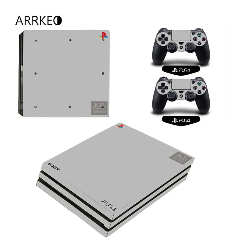 

ARRKEO Retro Nostalgic 20th Anniversary Vinyl Cover Decal PS4 Pro Skin Sticker For Sony PlayStation 4 Pro Console 2 Controllers