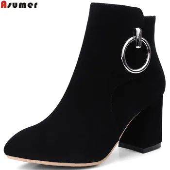 ASUMER 2020 fashion new arrive women boots flock zipper ladies boots square heel black gray apricot ankle boots big size 32-42
ASUMER 2020 fashion new arrive women boots flock zipper ladies boots square heel black gray apricot ankle boots big size 32-42