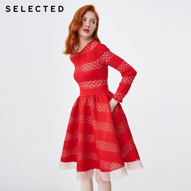 SELECTED Spring Slim Fit Laced Texture Umbrella Shape Long-sleeved Dress S|419161503
SELECTED Spring Slim Fit Laced Texture Umbrella Shape Long-sleeved Dress S|419161503
