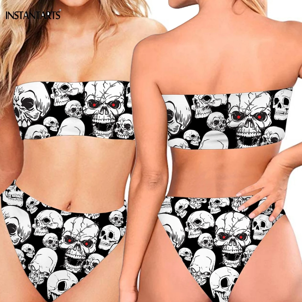 INSTANTARTS 3D Punk Skull Print Woman Push Up Bikini Set Strapless Bandeau Swimming Suits Summer Female Sexy Bathing Beachwear
INSTANTARTS 3D Punk Skull Print Woman Push Up Bikini Set Strapless Bandeau Swimming Suits Summer Female Sexy Bathing Beachwear