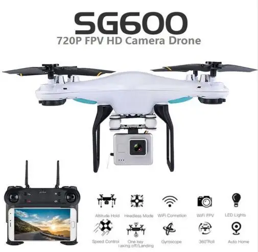 

SG600 RC Helicopter Drone Quadcopter With HD WIFI FPV Camera 2.4G 4CH Auto Return Altitude Hold Headless Mode GIft Toys