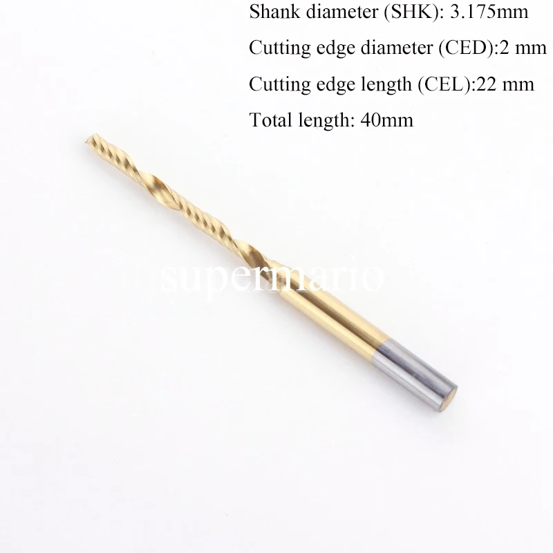 SHINA 1pc 3.175mm TiN Coating Single Flute Spiral Cutter Router Bit CNC End Mill Carbide Milling Cutter Machine Tools 2 x 22mm
SHINA 1pc 3.175mm TiN Coating Single Flute Spiral Cutter Router Bit CNC End Mill Carbide Milling Cutter Machine Tools 2 x 22mm