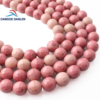 

CAMDOE DANLEN Natural Gem Stone Beads Faceted Rhodonite Loose Beads 6 8 10 12MM Fit Diy Charms Bracelet Beads For Jewelry Making