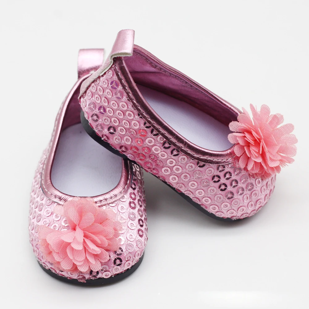 Fashion doll shoes for dolls fits 43 cm baby born Zapf dolls and 18 Girl Flower doll shoes accessory for children gift (3)