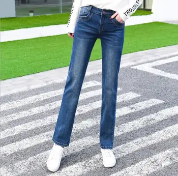 Women spring and autumn models high waist small straight jeans large size was thin women's straight trousers
Women spring and autumn models high waist small straight jeans large size was thin women's straight trousers