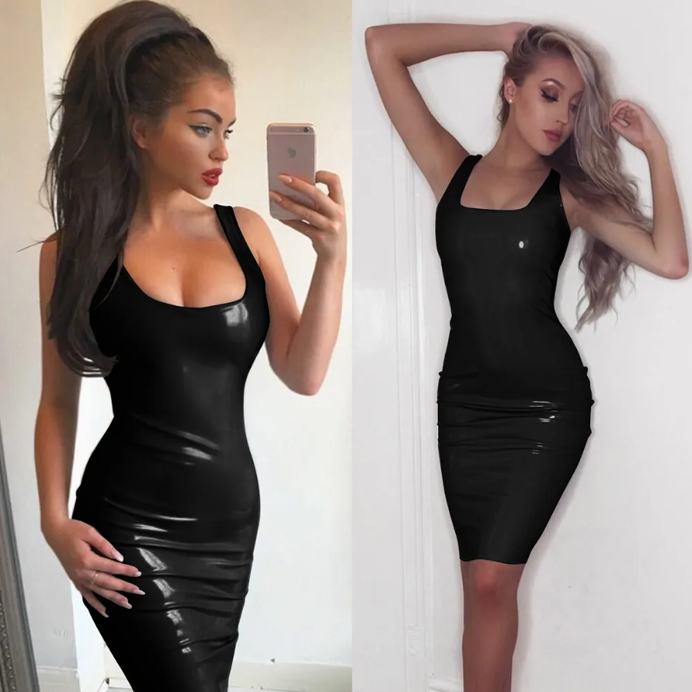 Sexy Club Black Latex Faux Leather Luster Dress Women Fashion Skinny Vestidos Pullover Party Dress Female Robe Pencil Dress
Sexy Club Black Latex Faux Leather Luster Dress Women Fashion Skinny Vestidos Pullover Party Dress Female Robe Pencil Dress