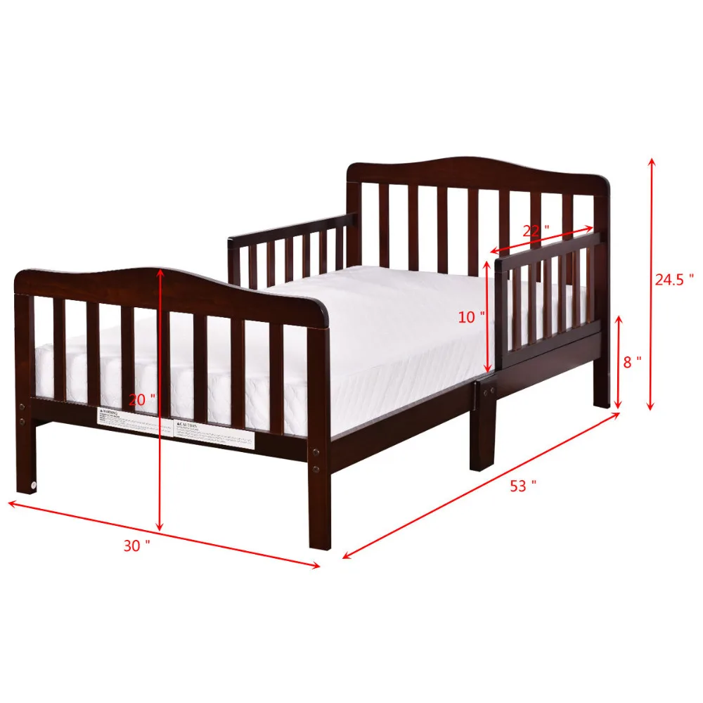Toddler Wood Bed with Safety Rails in Two Colors 4 Baby-Toddler-Bed-Kids-Children-Wood-Bedroom-Furniture-w-Safety-Rails-Espresso-BB4596BN (2)