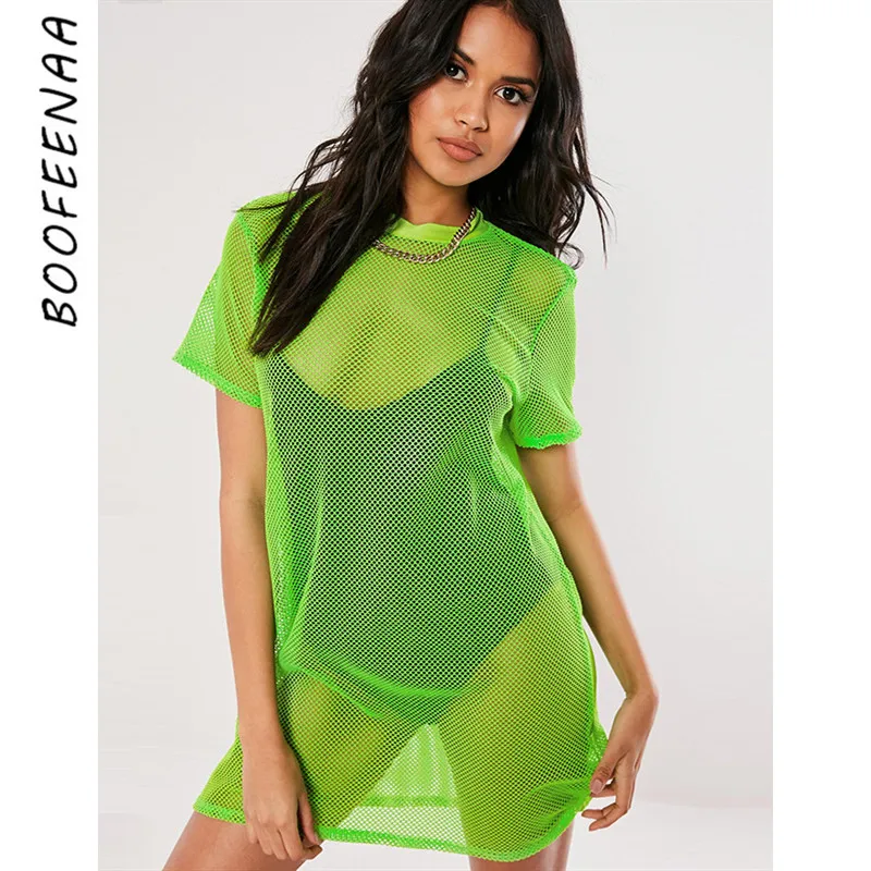 BOOFEENAA Fishnet Mesh T Shirt Mini Dress Neon Green Pink Orange Beach Cover Up Street Style Women Dresses Summer 2019 C66-G87
BOOFEENAA Fishnet Mesh T Shirt Mini Dress Neon Green Pink Orange Beach Cover Up Street Style Women Dresses Summer 2019 C66-G87