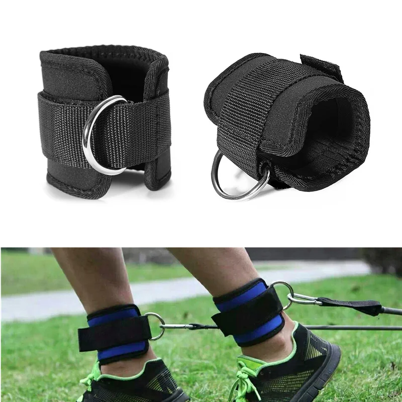 Image 1 Pair Resistance Band D ring Ankle Straps Workouts with Durable Cuffs for Ab, Leg   Glute Exercises Home Gym Fitness Equipment
