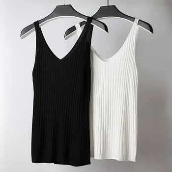 Women's Knitted Ribbed V-Neck Camis Tank Top Sleeveless Backless Solid Sexy Tanks Woman 2020 Summer Spring Casual Vest Female
Women's Knitted Ribbed V-Neck Camis Tank Top Sleeveless Backless Solid Sexy Tanks Woman 2020 Summer Spring Casual Vest Female
