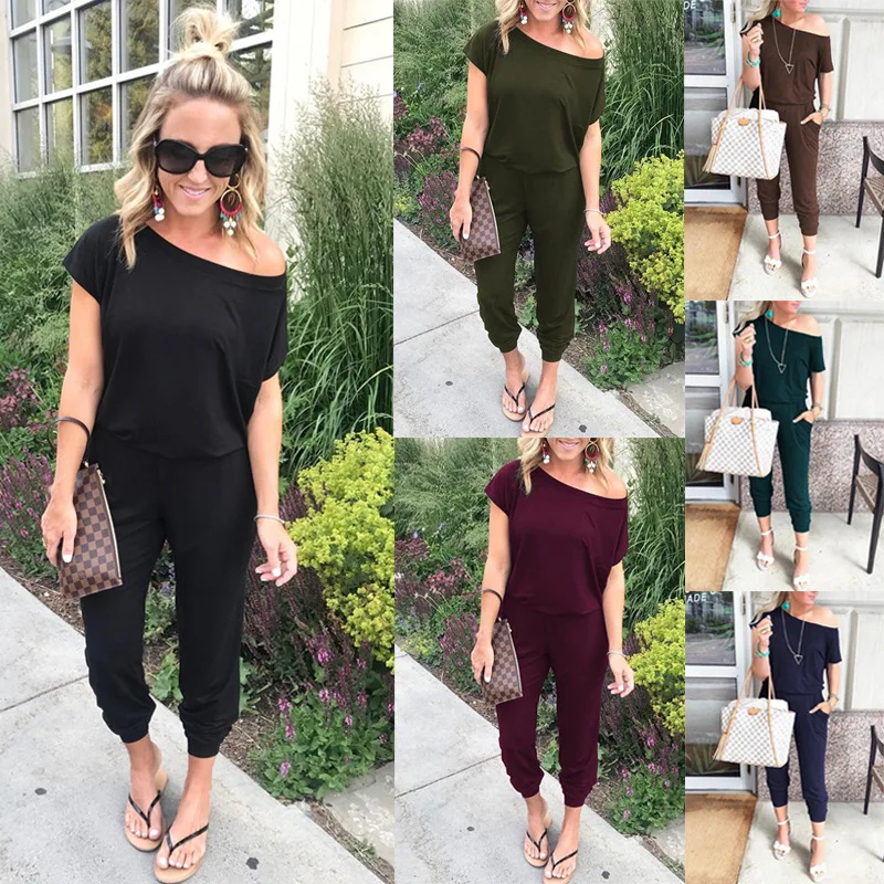 Elegant Slash Neck Short Sleeve jumpsuits 2019 Summer Women Casual One Piece Solid Off Shoulder Jumpsuits Fashion Overalls Pants
Elegant Slash Neck Short Sleeve jumpsuits 2019 Summer Women Casual One Piece Solid Off Shoulder Jumpsuits Fashion Overalls Pants