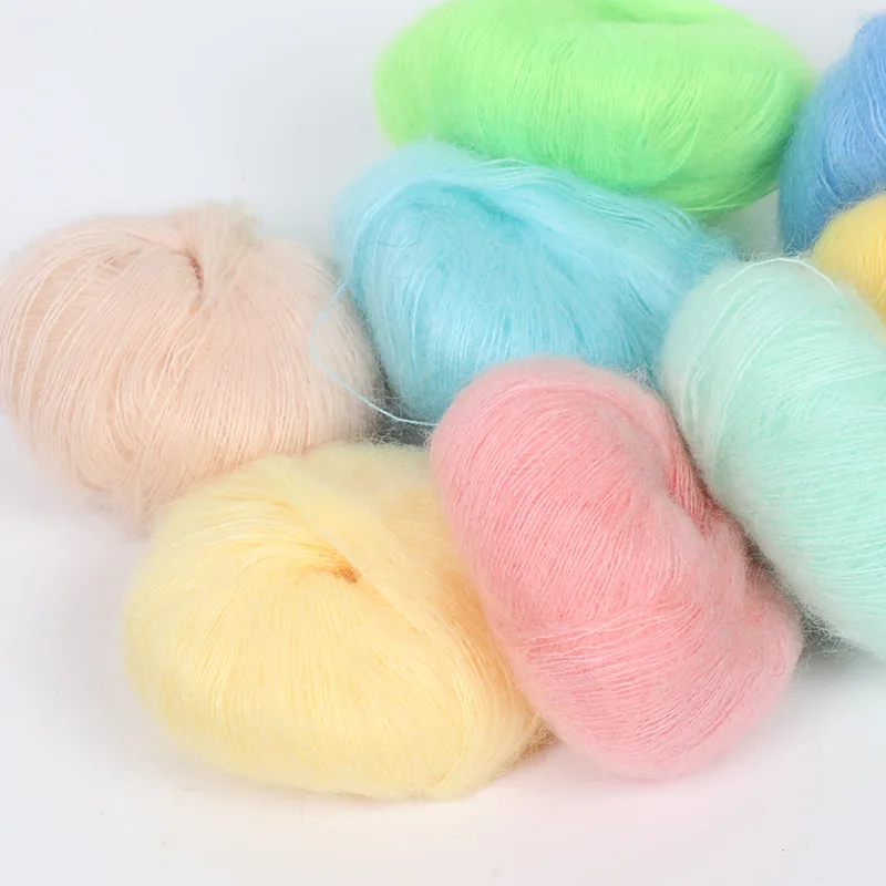 

25g/ball Super Soft Plush Fine Wool Crochet Yarn Hand Knitting Thin Mohair Yarn Villi Plump Delicate Smooth Knitted Yarn Thread