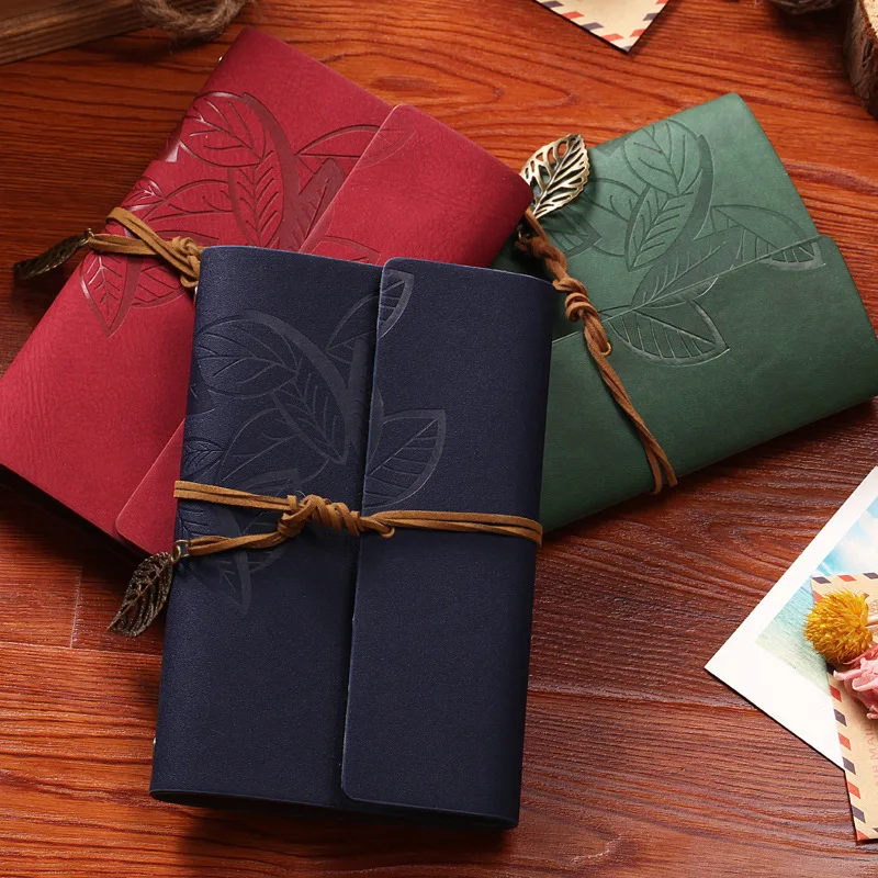 Image Freeshipping A6 leatherloose leaf book Leaf notebook Tie notepad Travel book Business records book notebook