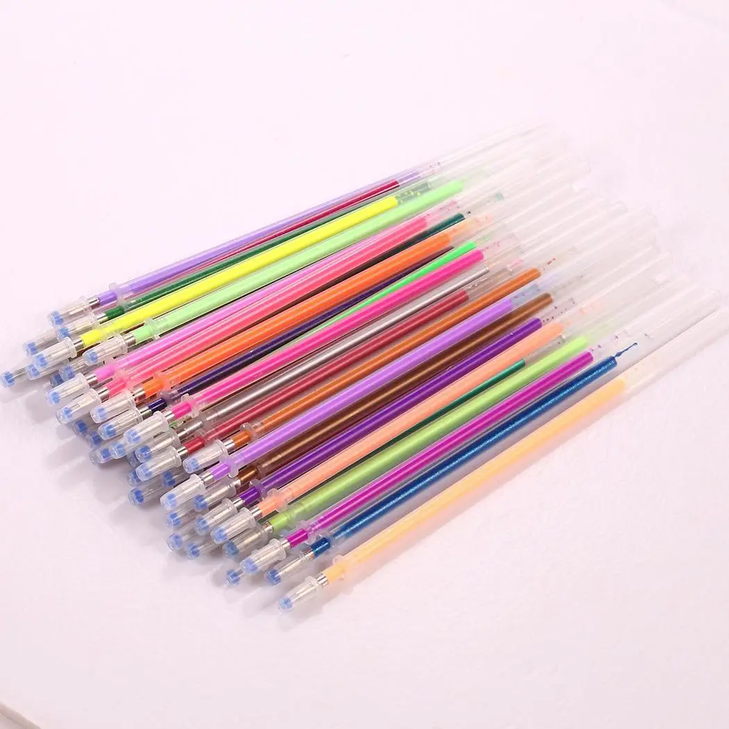Gel Pen Refills Metallic Fluorescent Glitter Drawing Painting Refills Stationery Pack 24pcs/Pack, 48pcs/Pack