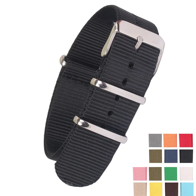 Strong 18mm 20mm 22mm Solid Color Black Army watchband Nylon Nato Watch Strap Wristwatch Band Stainless steel Buckle fabric
Strong 18mm 20mm 22mm Solid Color Black Army watchband Nylon Nato Watch Strap Wristwatch Band Stainless steel Buckle fabric