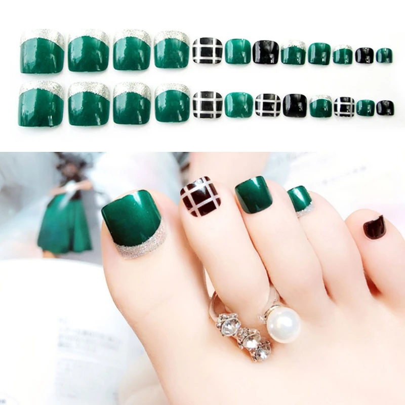 24Pcs Acrylic Artificial Fake French False Toe Nails Nail Tips Art Decor J89 Dark Green Nail Art
24Pcs Acrylic Artificial Fake French False Toe Nails Nail Tips Art Decor J89 Dark Green Nail Art