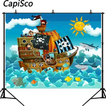 Capisco photography backdrop pirate ship cartoon shark Sea sailing adventure children Birthday background photo studio
Capisco photography backdrop pirate ship cartoon shark Sea sailing adventure children Birthday background photo studio