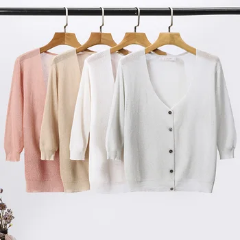 Summer cardigan women thin sweaters outside Knitted top pink/white/gray 2019 new V-Neck one size oversized sweater hollow
Summer cardigan women thin sweaters outside Knitted top pink/white/gray 2019 new V-Neck one size oversized sweater hollow