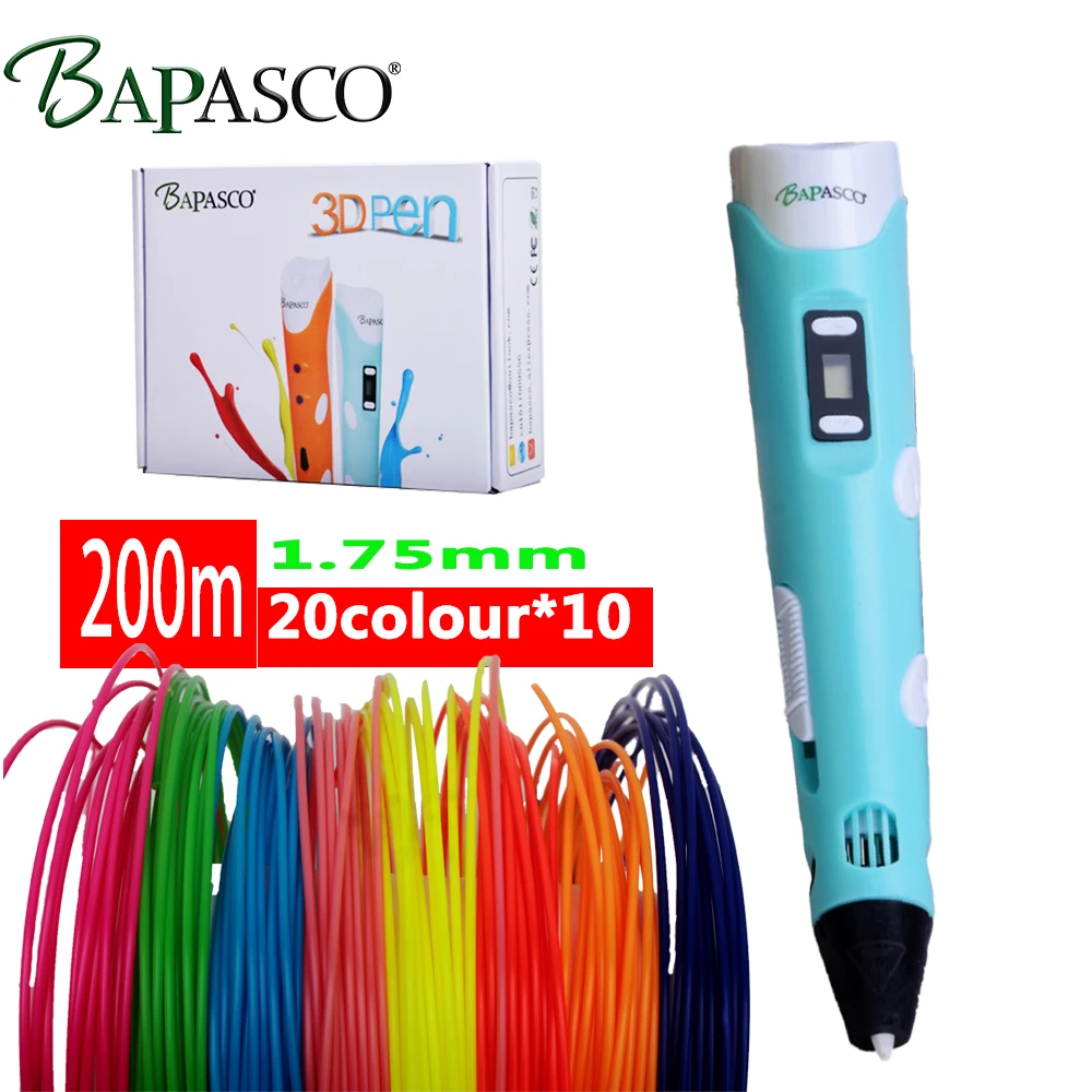 Фото BAPASCO 3d printing modles pen 200M ABS/PLA filament for children 3D wallpaper scribble plastic handle | Компьютеры и офис