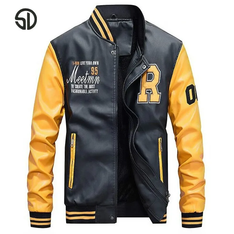 Men Baseball Jacket Embroidered Leather Pu Coats Slim Fit College Fleece Luxury Pilot Jackets Men's Stand Collar Top Jacket Coat
Men Baseball Jacket Embroidered Leather Pu Coats Slim Fit College Fleece Luxury Pilot Jackets Men's Stand Collar Top Jacket Coat