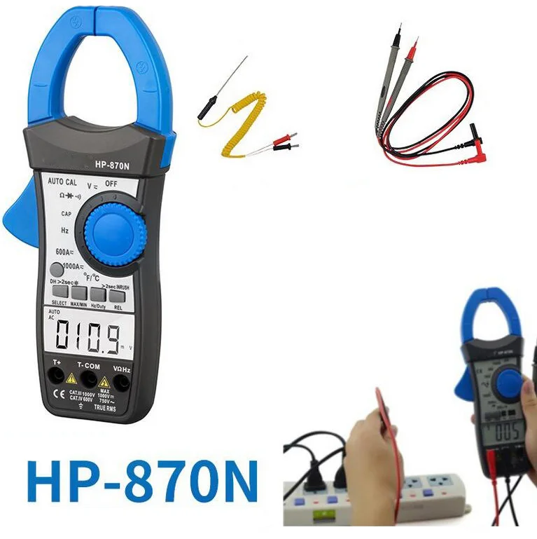 HP-870N Auto Range DC AC Digital Clamp Meter Multimeter Pinza Amperimetrica Amperimetro True RMS Frequency Backlight
HP-870N Auto Range DC AC Digital Clamp Meter Multimeter Pinza Amperimetrica Amperimetro True RMS Frequency Backlight
