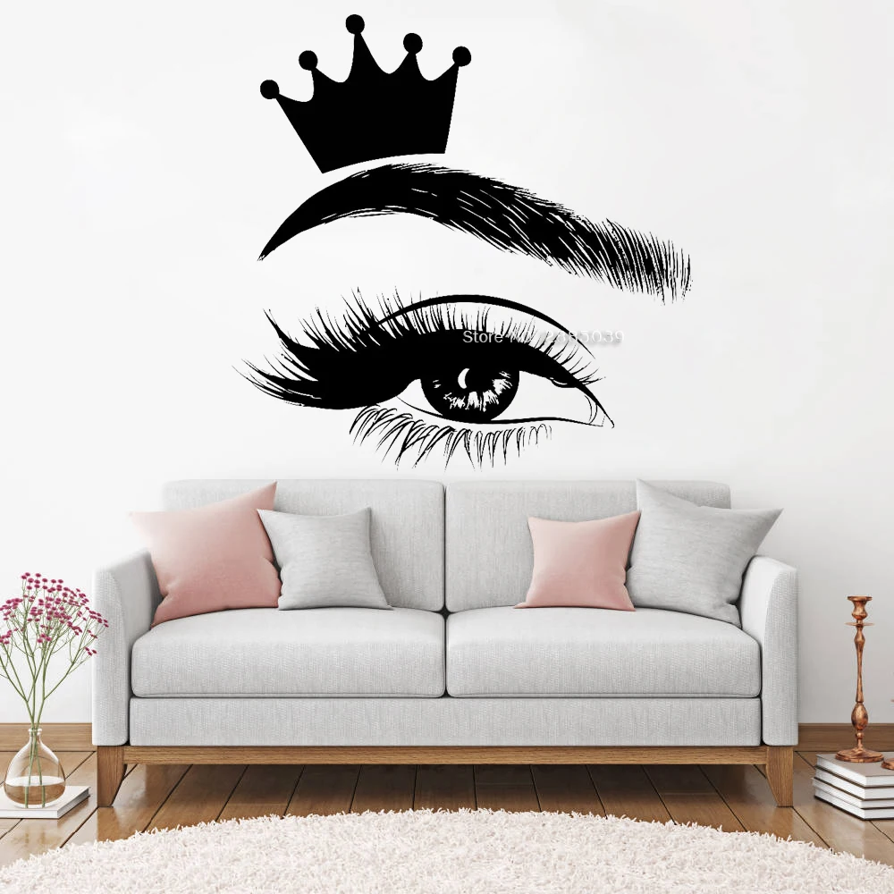 Crown Eyelash Decal Eyelashes Murals Art Beauty Salon Style Home Decor For Woman Girls Bedroom Wall Sticker Lashes Brows LC1360
Crown Eyelash Decal Eyelashes Murals Art Beauty Salon Style Home Decor For Woman Girls Bedroom Wall Sticker Lashes Brows LC1360