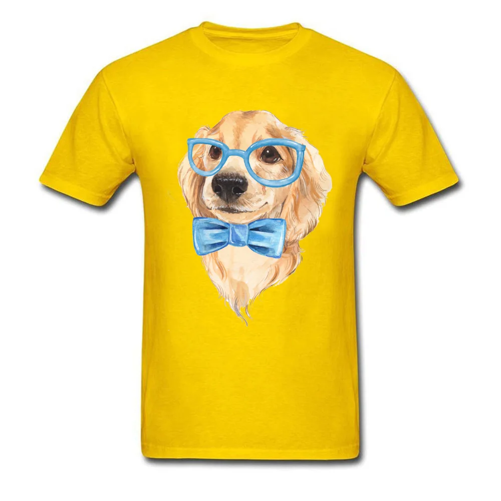 Custom Tees Family Short Sleeve Men T Shirts TpicOriginaltitle Slim Fit VALENTINE DAY Sweatshirts Crew Neck Wholesale Cute dog in glasses yellow