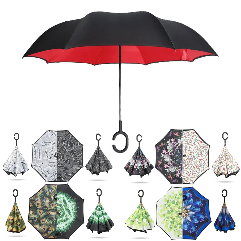 Women Inverted Umbrella Reverse Windproof Folding Double Layer Chuva Umbrellas Car C Handle Self Stand Sun Rain Paraguas
Women Inverted Umbrella Reverse Windproof Folding Double Layer Chuva Umbrellas Car C Handle Self Stand Sun Rain Paraguas