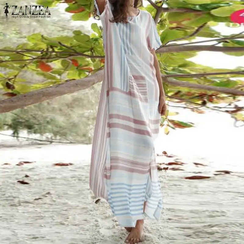 2019 ZANZEA Women's Bohemian Summer Short Sleeve Print Dress Casual Maxi Vestidos Female Party Robe Sundress Femme Striped Dress
2019 ZANZEA Women's Bohemian Summer Short Sleeve Print Dress Casual Maxi Vestidos Female Party Robe Sundress Femme Striped Dress