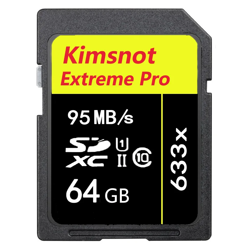 

Kimsnot 95MB/s Extreme PRO 64GB SDXC 16GB 32GB 128GB 256GB SD SDHC Card Flash Memory Card Class 10 633x UHS-1 DSLR Camera Card