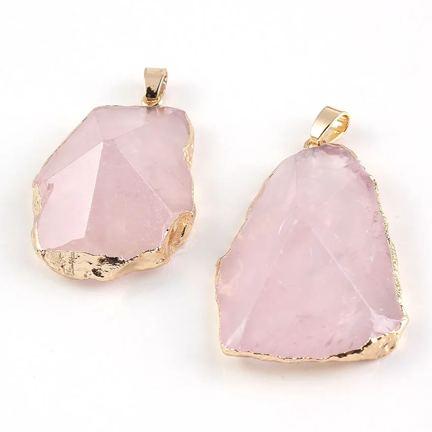 Kraft-bead Unique Light Yellow Gold Color Irregular Shape Stone Section Rock Crystal Pendant Natural Rose Pink Quartz Jewelry
Kraft-bead Unique Light Yellow Gold Color Irregular Shape Stone Section Rock Crystal Pendant Natural Rose Pink Quartz Jewelry