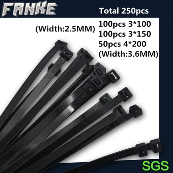 250pcs Nylon Cable Ties set inculdes 3sizes 3*100 3*150 4*200 Black Color National Standard Self-locking Plastic Wire Zip Tie
250pcs Nylon Cable Ties set inculdes 3sizes 3*100 3*150 4*200 Black Color National Standard Self-locking Plastic Wire Zip Tie