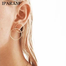 Nowa moda kolczyki z proste modelowanie kolczyk biżuteria hurtowych kobiet osobowości okrągłe kolczyki kostium-biżuteria-kolczyk(China)