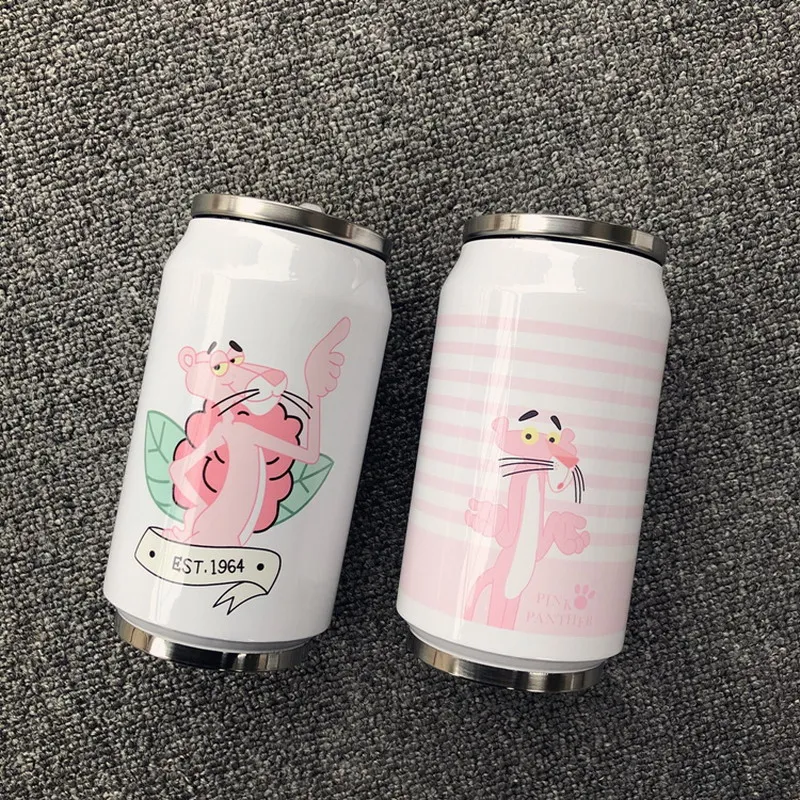 

300ml Cute Funny With Straw Coffee Mug Vacuum Cup Thermos Stainless Steel Tumbler Thermocup Travel Drink Bottle Beverage Can