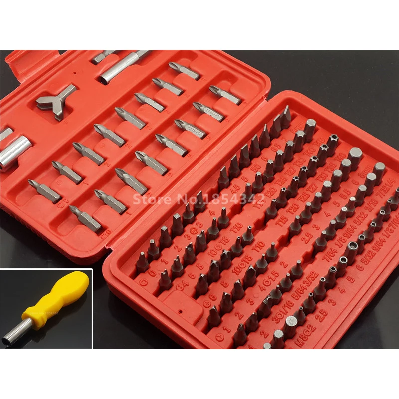 100Pcs Set Tools Box Magnetic Bit Set Screwdriver Holder Torx Hex Star Spanner Screws Security Tamper Proof Bit Tool
100Pcs Set Tools Box Magnetic Bit Set Screwdriver Holder Torx Hex Star Spanner Screws Security Tamper Proof Bit Tool