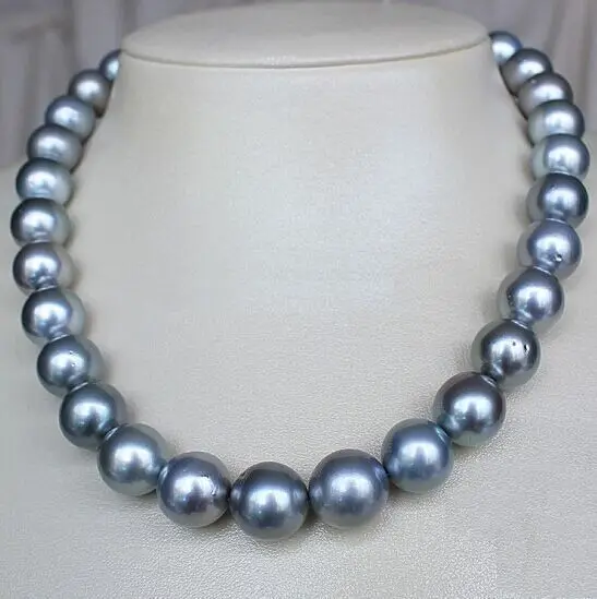 

19" HUGE 18"10-11MM NATURAL SOUTH SEA GENUINE SILVER GRAY GREY PEARL NECKLACE (0926)